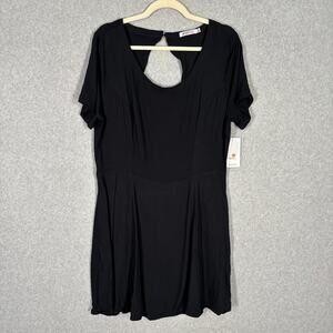 Just Fab Dress XXL Black Mini Open Back Witchy Minimal‎ Career Funeral NEW $57